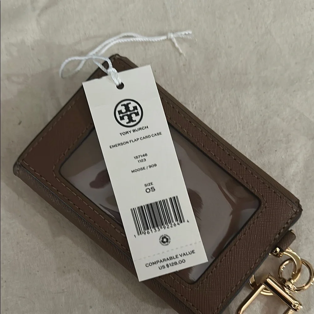 Tory Burch Tan Leather Key Case with Gold Hardware